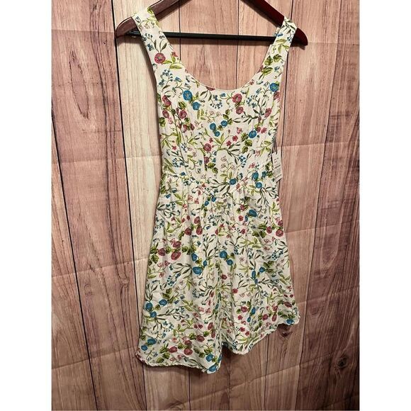 Sincerely Jules XS NWT Floral Summer Mini Dress Smocked Back linen blend - Picture 2 of 8